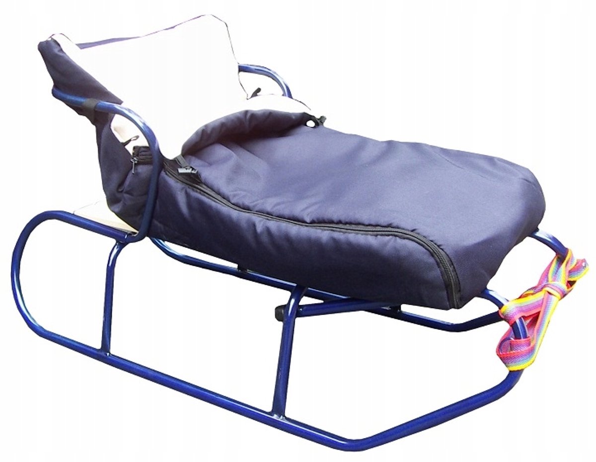 Poolse Metalen Kinder Slee met Rugleuning en Warme Slaapzak