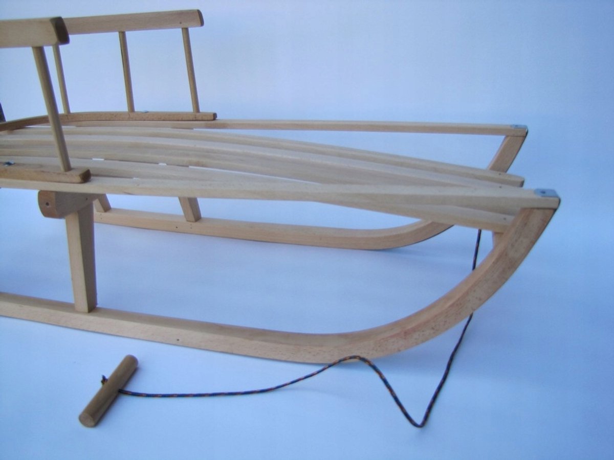 Traditionele Houten Slee met Rugleuning en Trekkoord