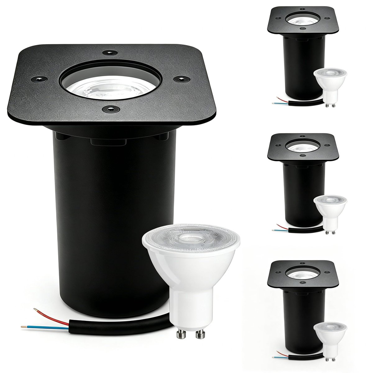 JNR Roestvrij Staal Vloerspots voor Buiten, IP65 Waterdichte, Zwart 4 Pack - ShopVlot
