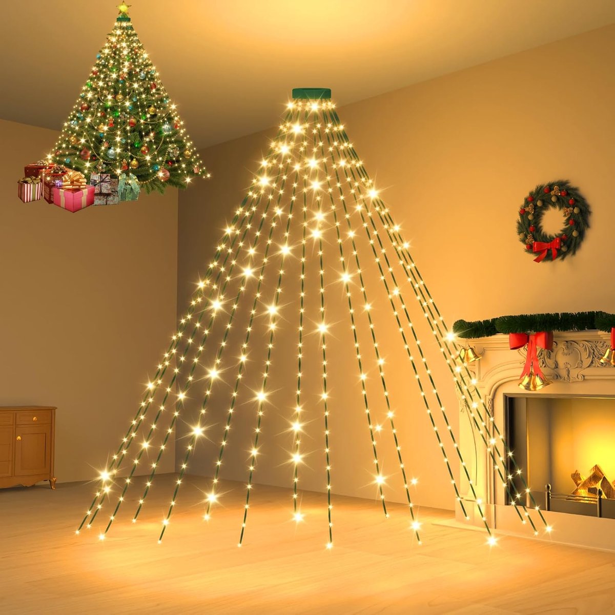 Dalugo Christmas Tree Lights Warm White 2.4 m 480 LED Waterproof Outdoor Lights with 6 Hour Timer Memory Function 8 - ShopVlot