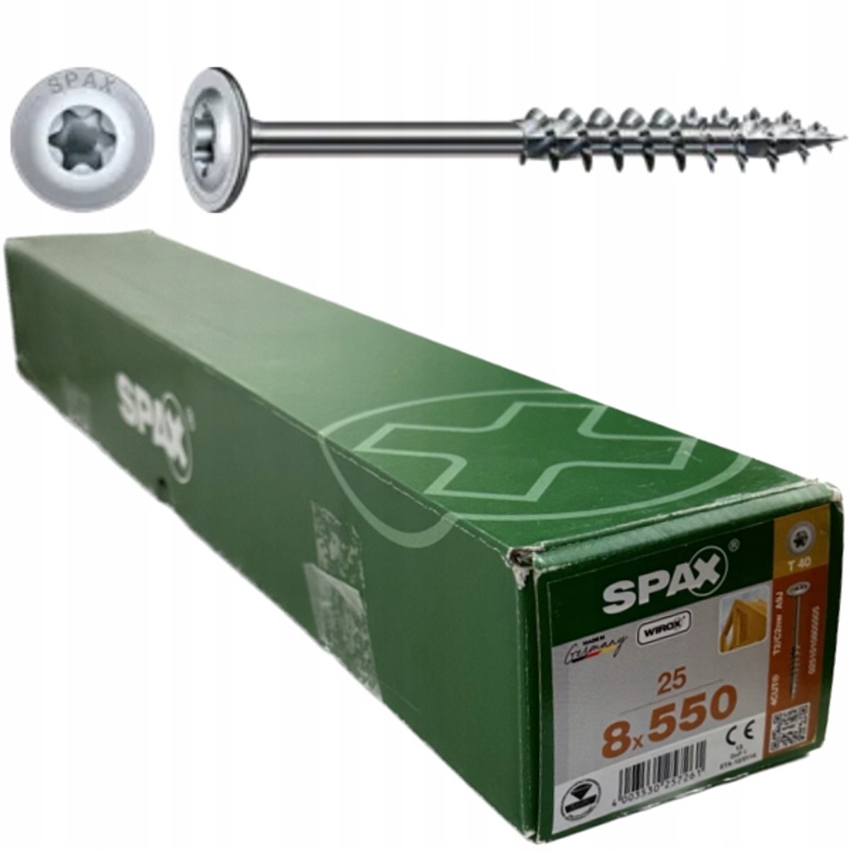 Spax houtbouw schroeven met platte kop 8x550mm WIROX 25 stuks