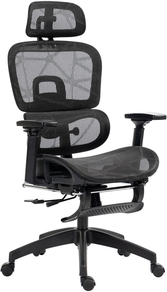 Ergonomische bureaustoel - gamingstoel met hoge rugleuning van gaas - 3D-armleuningen en verstelbare hoofdsteun - comfortabele computerstoel met kantelfunctie