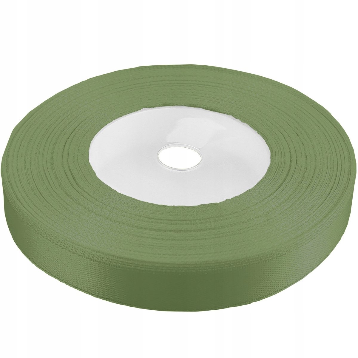 Merkloze satijnen lint, 12mm breed, 32m lang, kaki