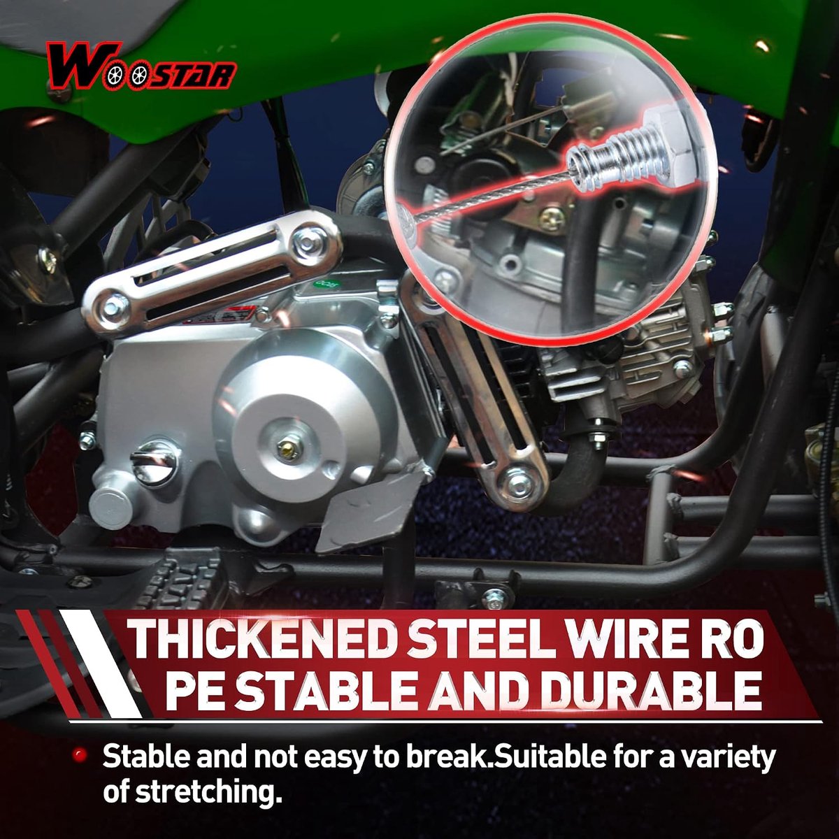 WOOSTAR 78.74" Throttle Cable Replacement for 150cc 200cc 250cc Sunl Roketa JCL Dune Buggy ATV 4 Wheel Quad Go Kart - ShopVlot