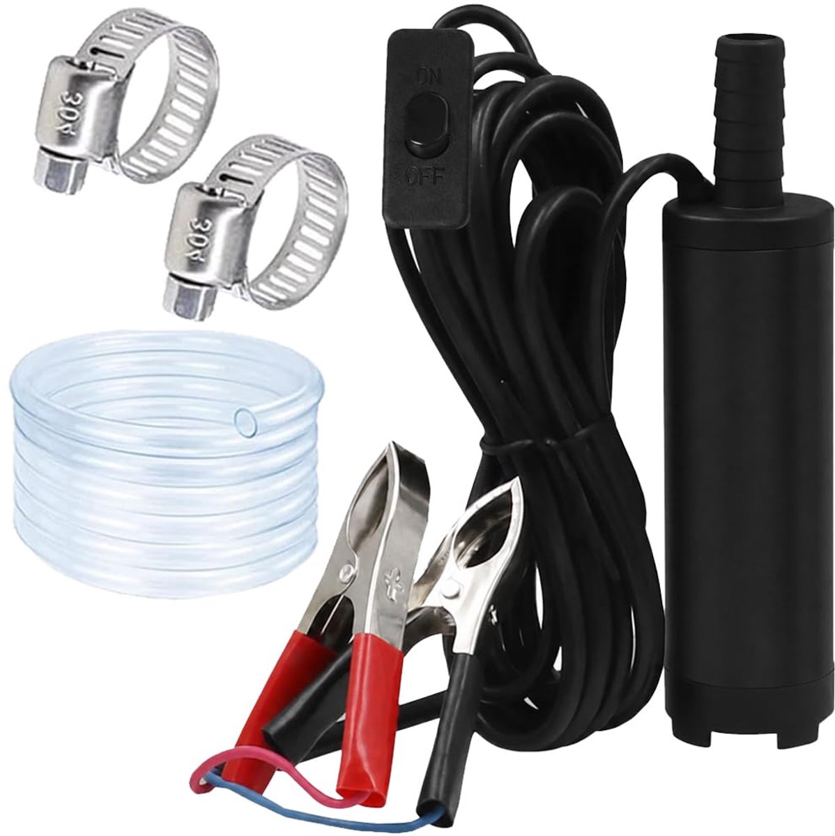 DC 12 V dompelpomp voor water en dieselbrandstof, kleine brandstofpomp, dompelpomp met klem, 38 mm cilinder - ShopVlot