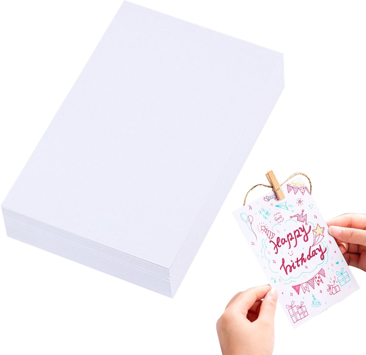 100 vellen A6 blanco ansichtkaarten 15 x 10 cm, witte kaart ansichtkaart papier karton set, index flash note - ShopVlot