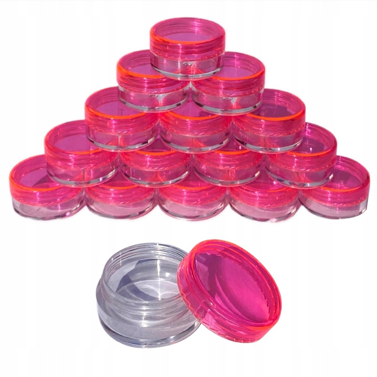 100x 3ml Potjes voor Nail Art & Samples - Neon Roze Deksel