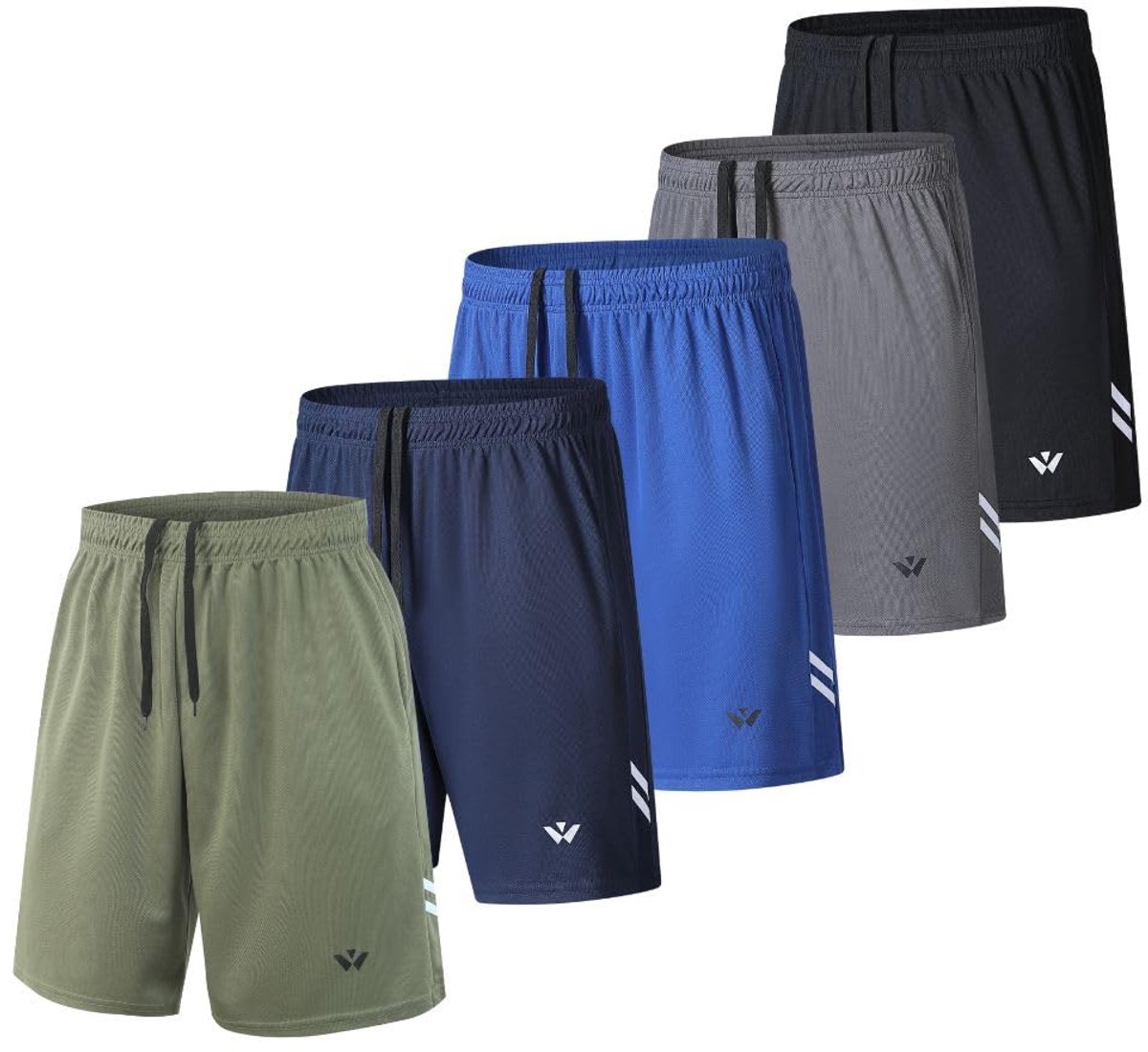 fovdtaa 5-pack sportshorts voor heren, atletisch met zakken en elastische tailleband, sneldrogende trainingsshorts - ShopVlot