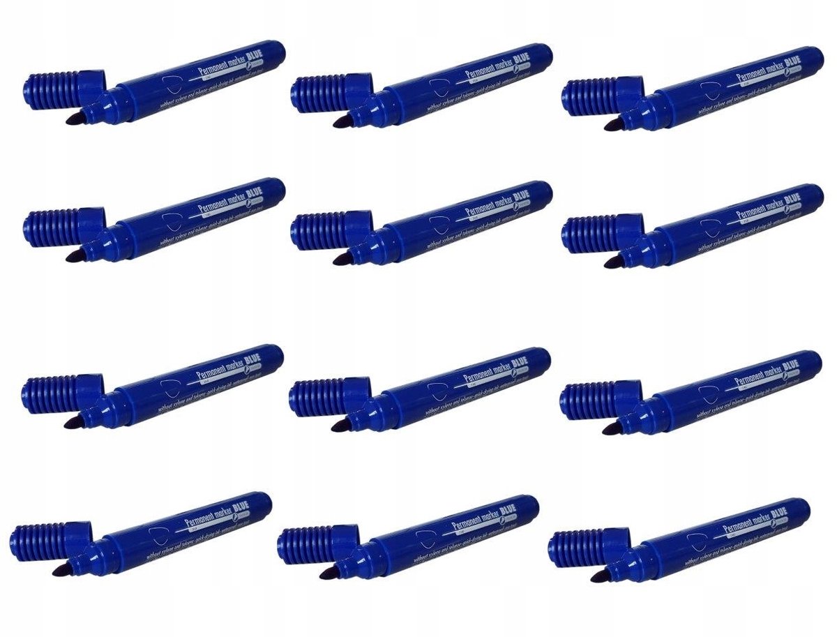 Permanente marker blauw, watervast, 12 stuks