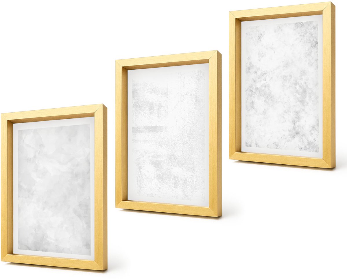 Coloray 4-Delige Schilderij Set - Witte vlekken op een minimalistische canvasachtergrond - 20 x 30 cm - Decoratieve Schilderijen - Wanddecoratie - Hal - Muurdecoratie