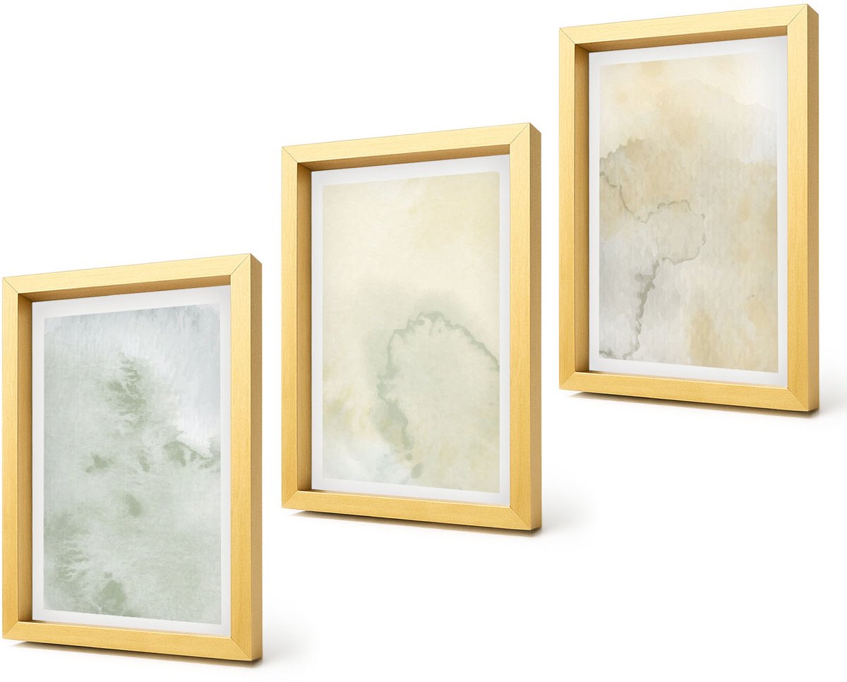 Coloray 4-Delige Schilderij Set - Pastel aquarelverf op canvas, textuurverf - 20 x 30 cm - Wanddecoratie - Moderne Interieurdecoratie - Muurdecoratie