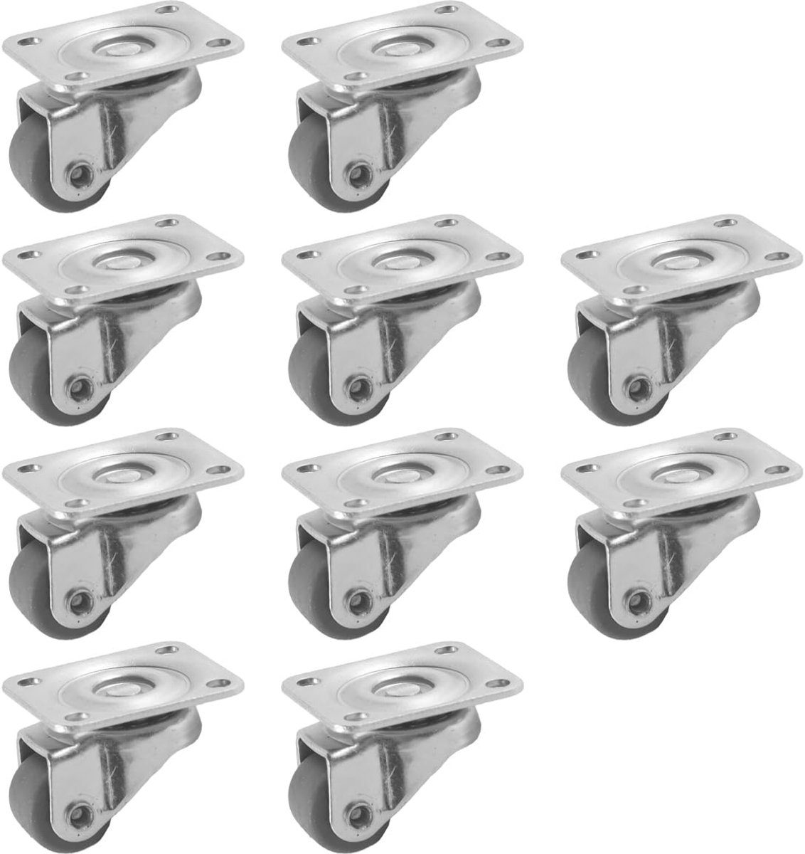 Sylen 8 stuks mini meubelwieltjes, 360° draaibaar, van rubber met schroeven voor stoelen, huishoudelijke apparaten en - ShopVlot