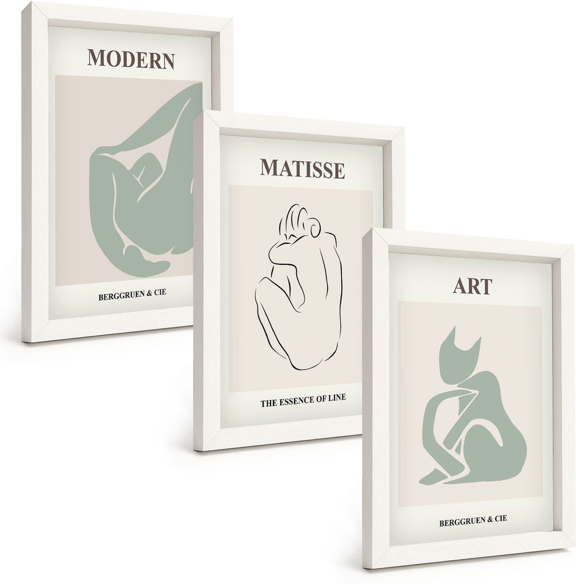 Tulup 3-Delige Schilderij Set - Abstracte figuren in pasteltinten van Henri Matisse - 20x30 - Muurdecoratie - Decoratieve Schilderijen - Wohnzimmer - Stijlvolle Muurdecoratie