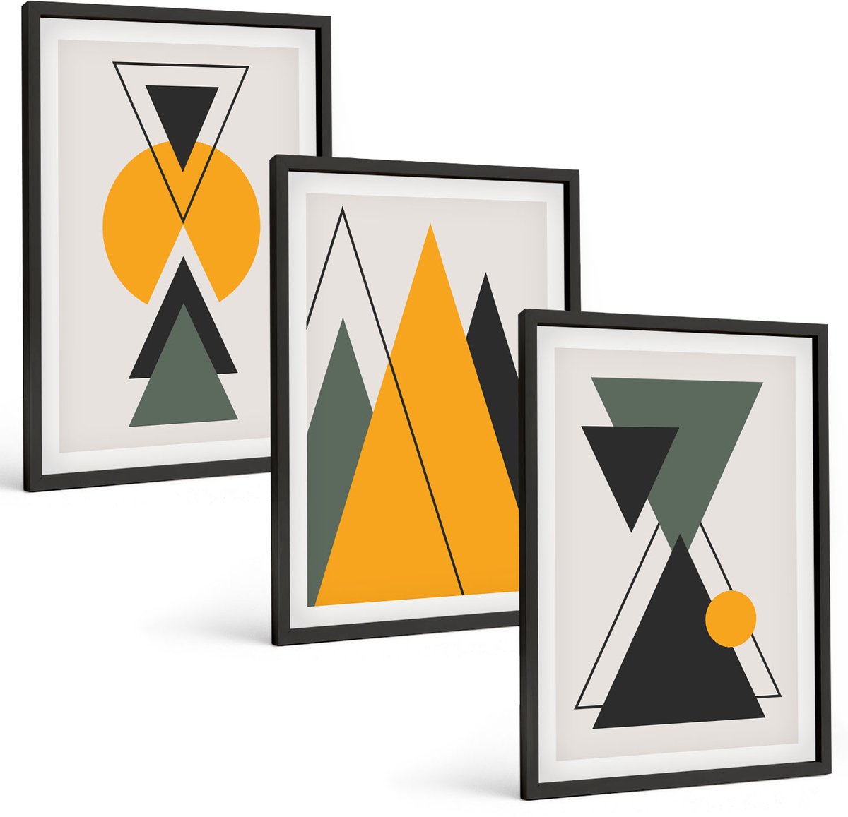 Tulup 4-Delige Schilderij Set - Abstracte geometrische vormen - 40 x 60 cm - Moderne Wanddecoratie - Slaapkamer