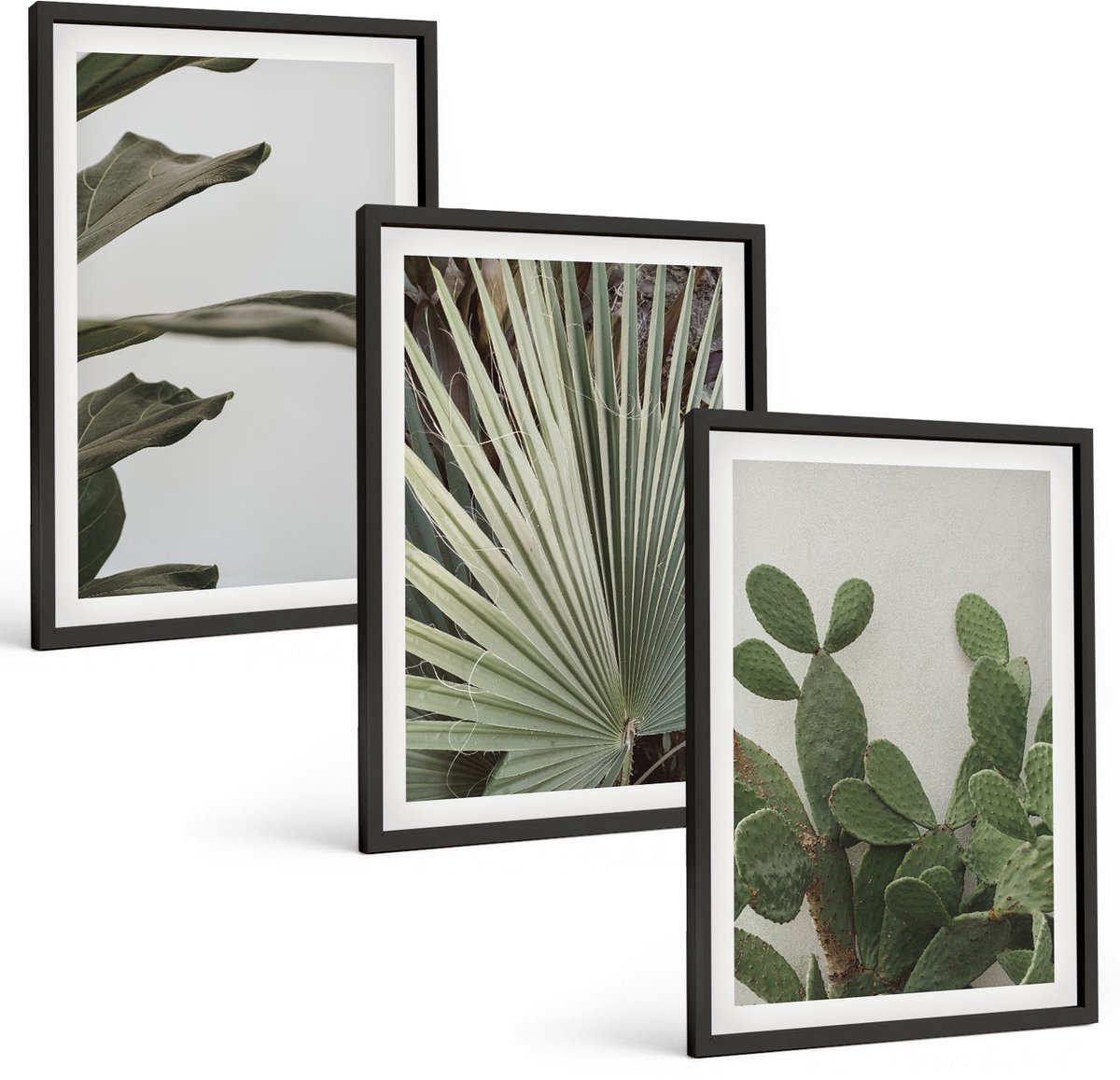 Tulup 4-Delige Schilderij Set - Bladeren van tropische planten in pastelkleuren - 40 x 60 cm - Wanddecoratie - Moderne Interieurdecoratie - Muurdecoratie