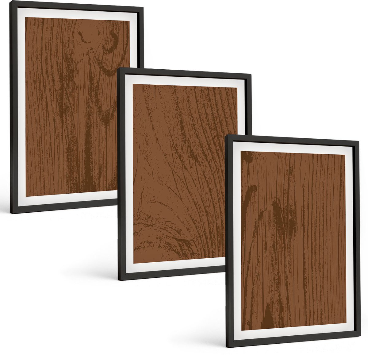 Tulup 4-Delige Schilderij Set - Houtpatroon, boomschorsstructuur, minimalisme - 40 x 60 cm - Wanddecoratie - Schilderijen Set - Kantoor - Interieur Decoratie