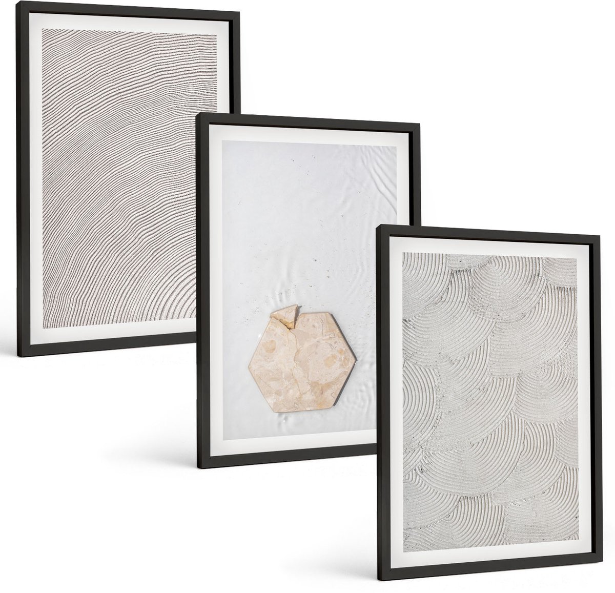 Tulup 4-Delige Schilderij Set - Lichte texturen op zand in boho-stijl, subtiel - 40 x 60 cm - Muurdecoratie - Interieur Decoratie - Moderne Wanddecoratie