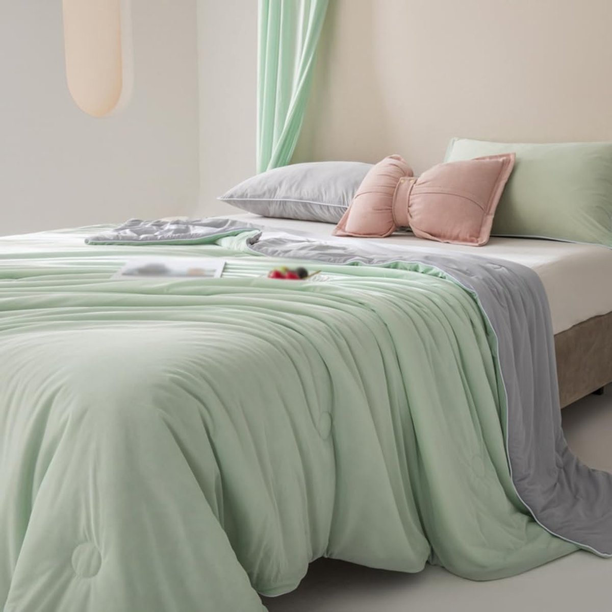 Donsdeken 180 x 200 cm - comfortabele microvezel - dubbelzijdig en hypoallergeen - ideaal voor lente en herfst - ShopVlot
