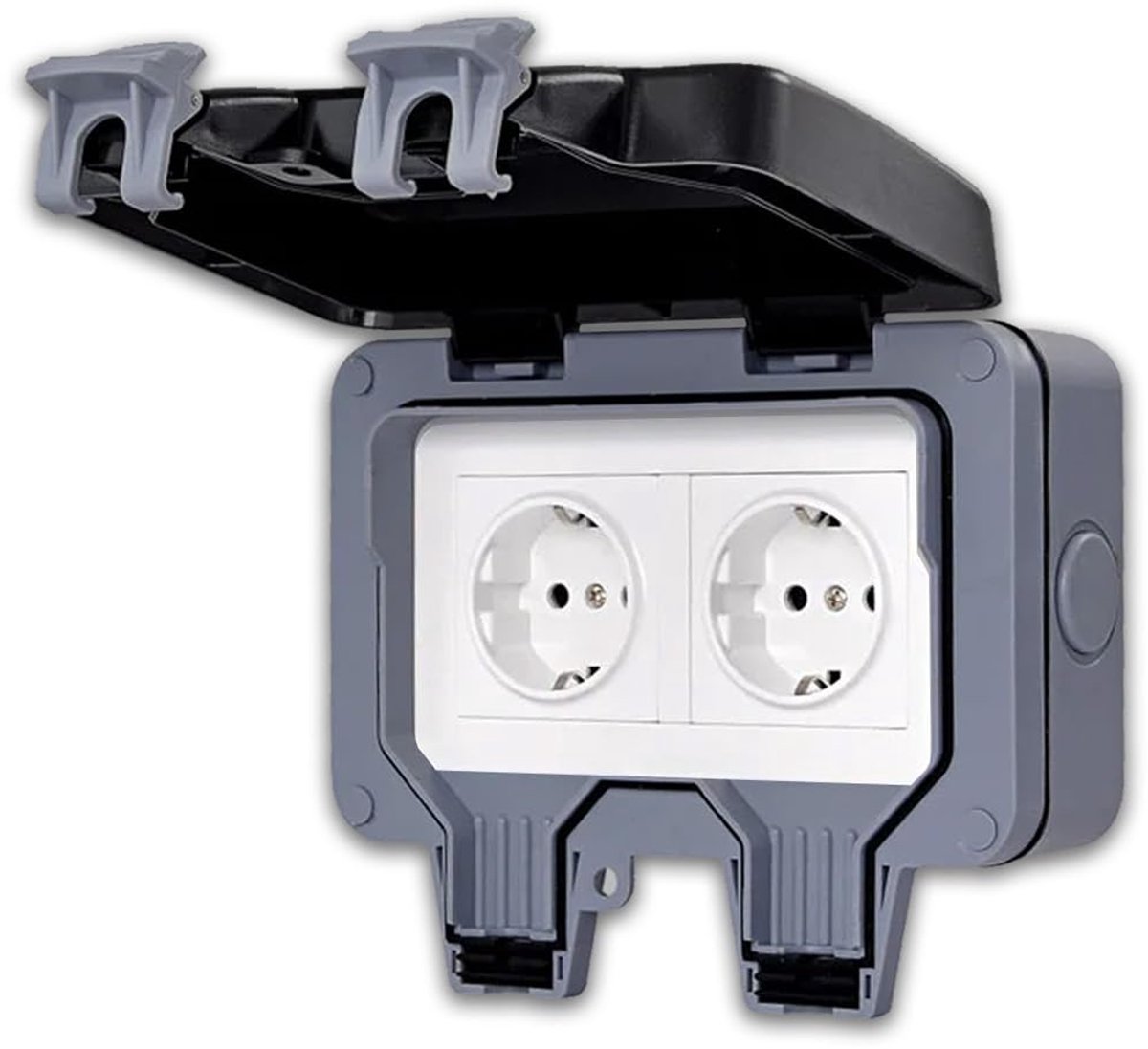 Outdoor Socket Box Schuko Socket IP66 Weatherproof Waterproof Wall Socket Garden Socket with Flip Cover Schutzkontakt - ShopVlot