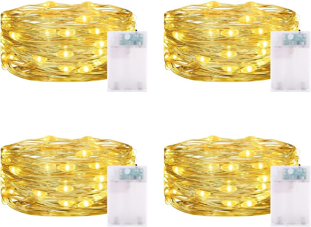 LED-Kerstverlichting - Warm Wit - 4 Stuks - Batterij met Timer en Waterdicht - Voor Binnen en Buiten Decoratie