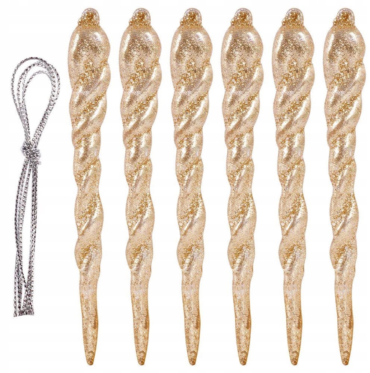Gouden Acryl IJspegel Kerstballen 12,5 cm - Set van 6
