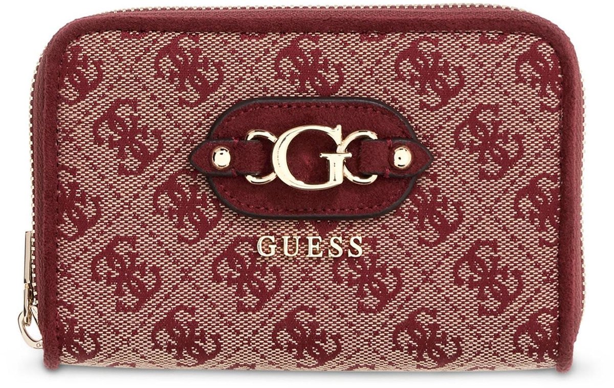 GUESS portemonnee Samantha SLG Medium Zip Around Wallet Merlot Logo wijnrood