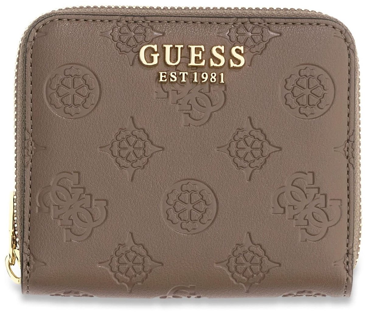 GUESS portemonnee Carmella SLG Small Zip Around Wallet Taupe Logo