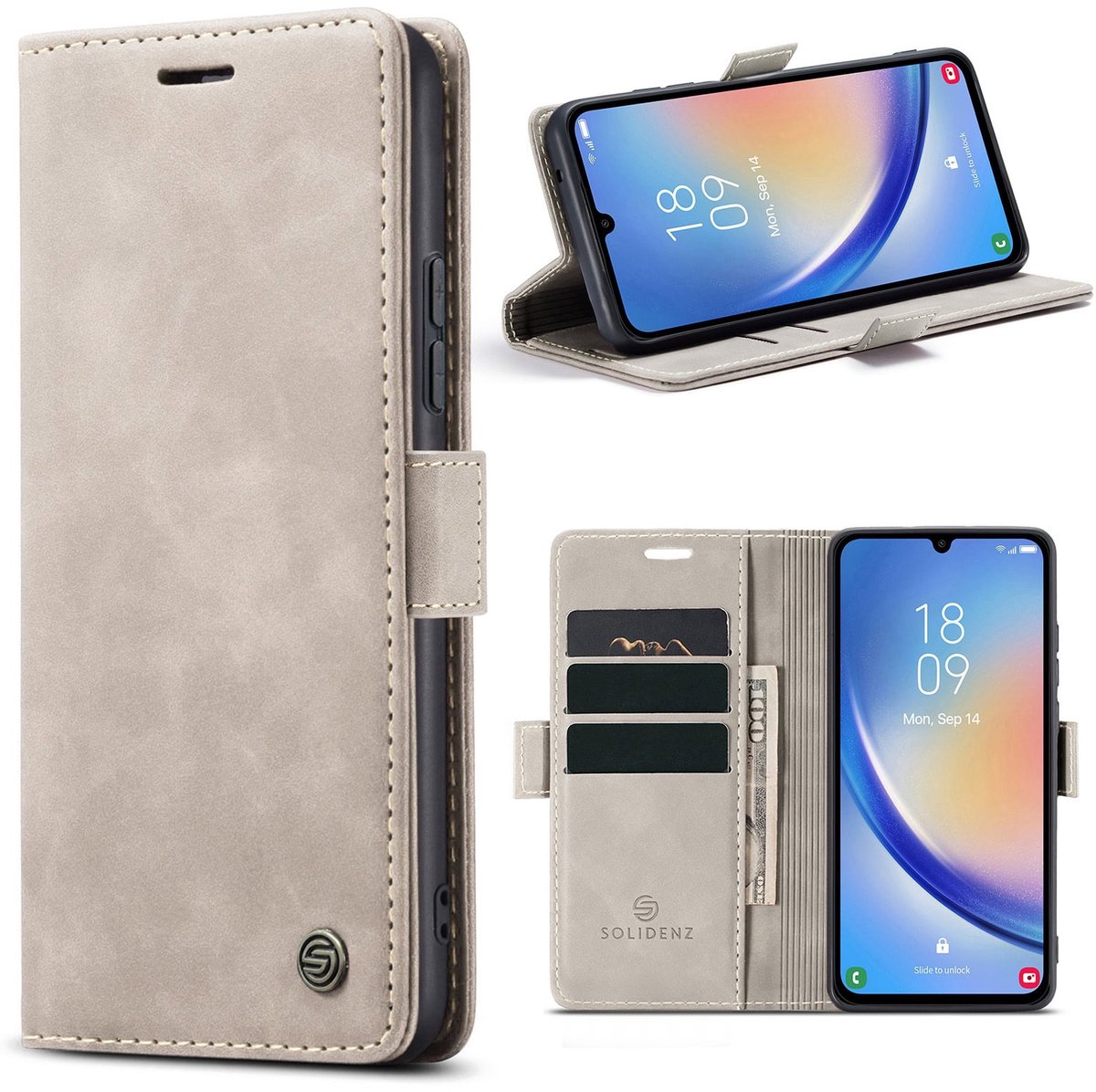 Solidenz hoesje - Geschikt voor Samsung Galaxy A27 - Bookcase - Beige