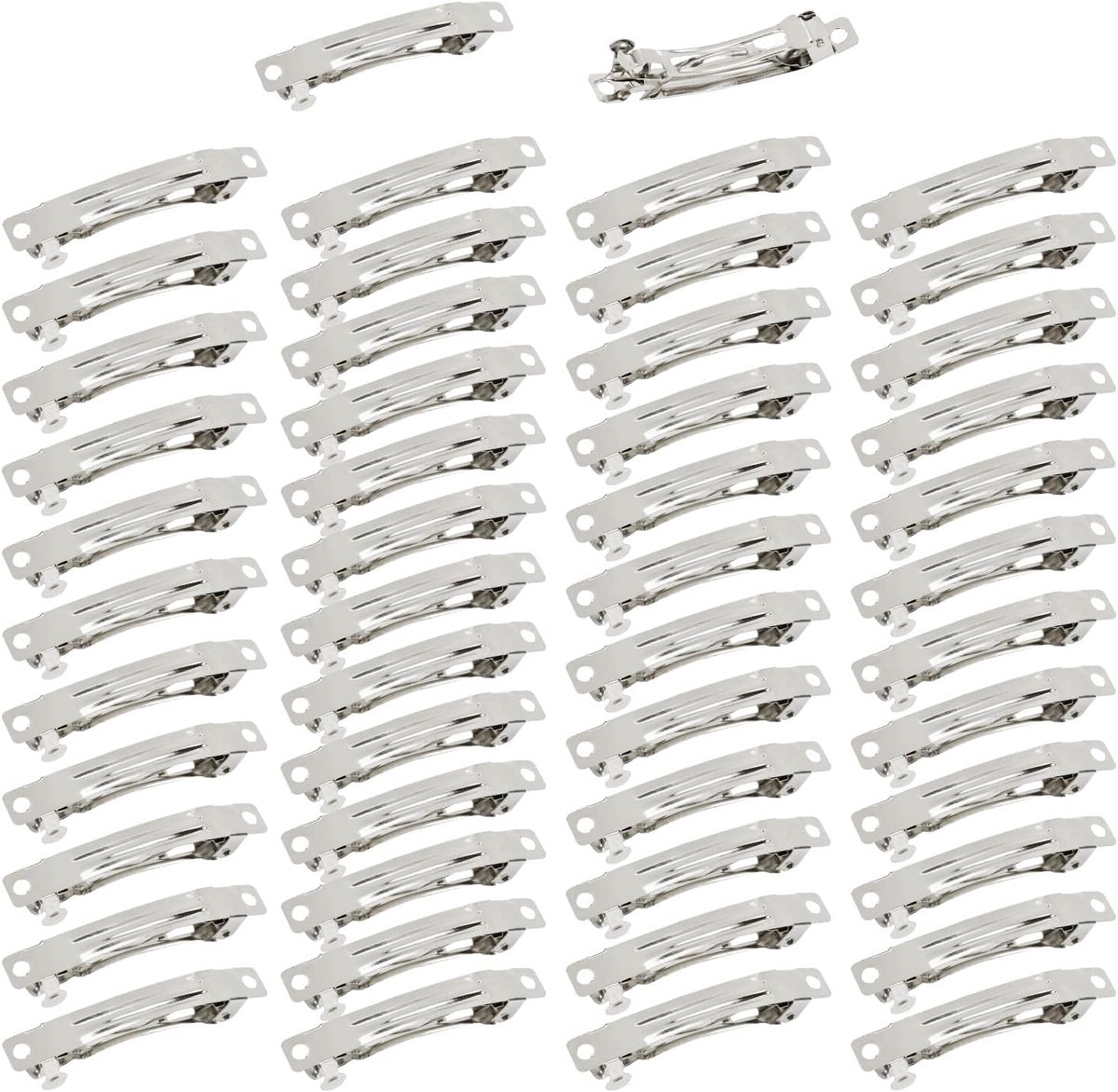 Cinaci 50 Pack 5cm/2 inch Blank Silver DIY Metal French Barrettes Craft Snap Hair Clips Pins For Women Girls Hair - ShopVlot