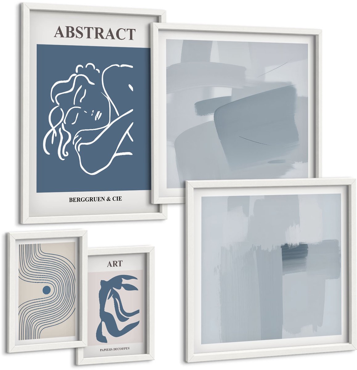 Tulup 4-Delige Schilderij Set - Stijlvolle abstracties en minimalistische kunstcomposities - 50 x 50 cm, 20 x 30 cm en 40 x 60 cm - Wanddecoratie - Moderne Interieurdecoratie