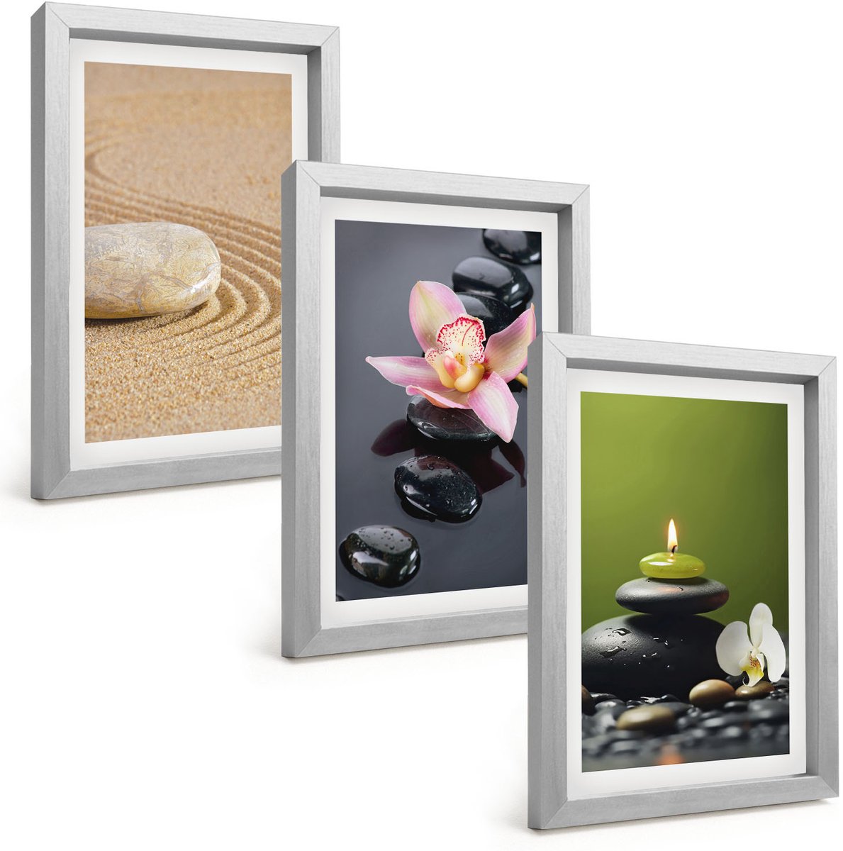 Tulup 4-Delige Schilderij Set - Rustgevende steenthema's: vrede en zen - 20 x 30 cm - Wanddecoratie - Muurdecoratie - Woonkamer - Decoratieve Schilderijen