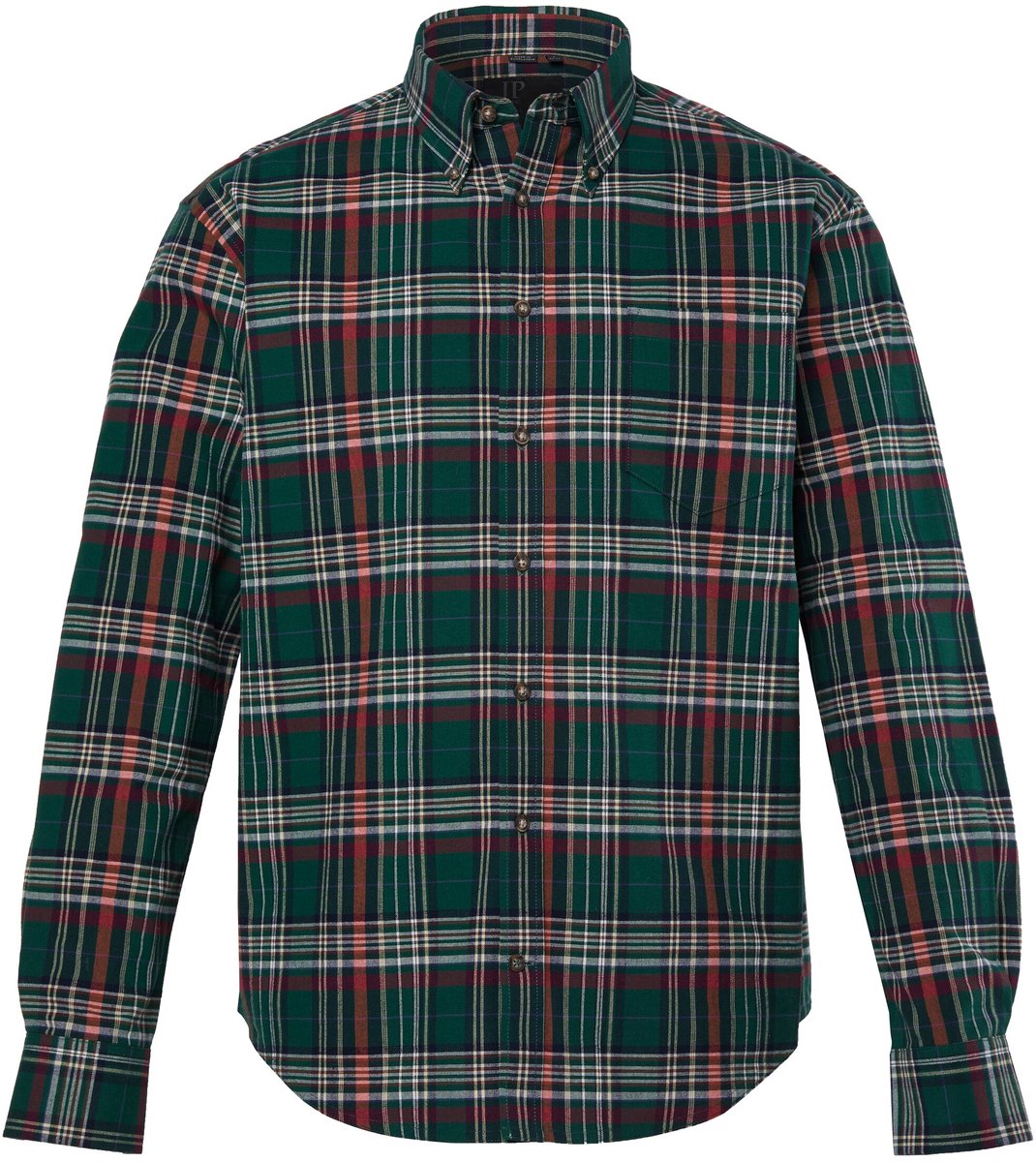 JP 1880 - Heren - Geruit overhemd lange mouwen modern fit buttondown kraag - Bosgroen - Maat 8XL