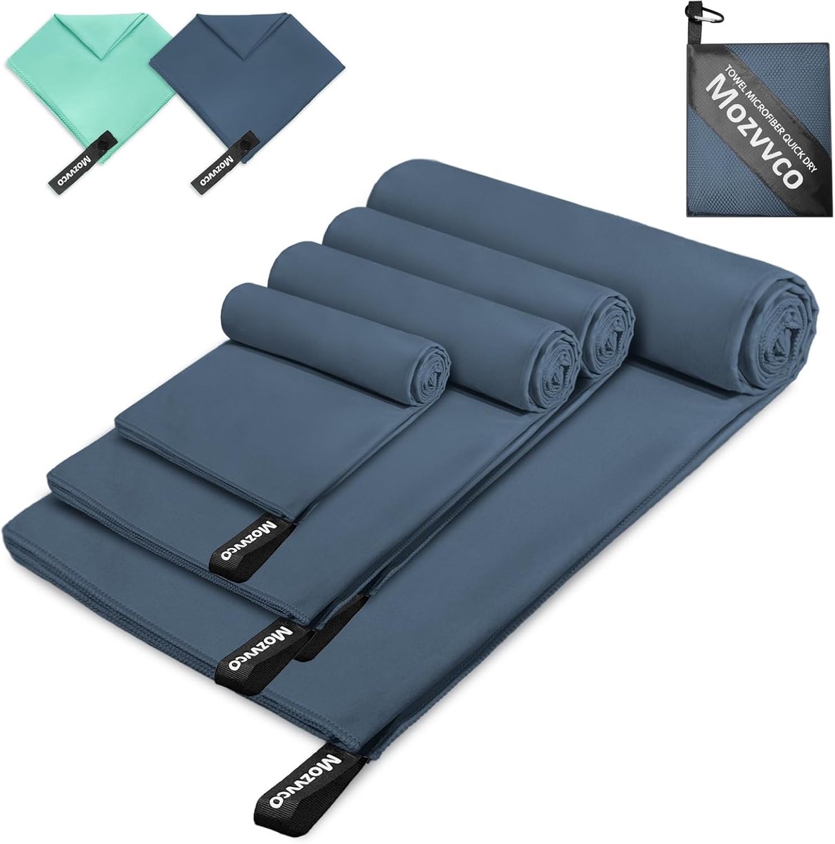 SnelShoppen - Set van 4 Microvezel Handdoeken, Donkerblauw, 200 x 100 cm, Grote Microvezel Badhanddoeken voor Thuis, Zwembad, Camping en Sport