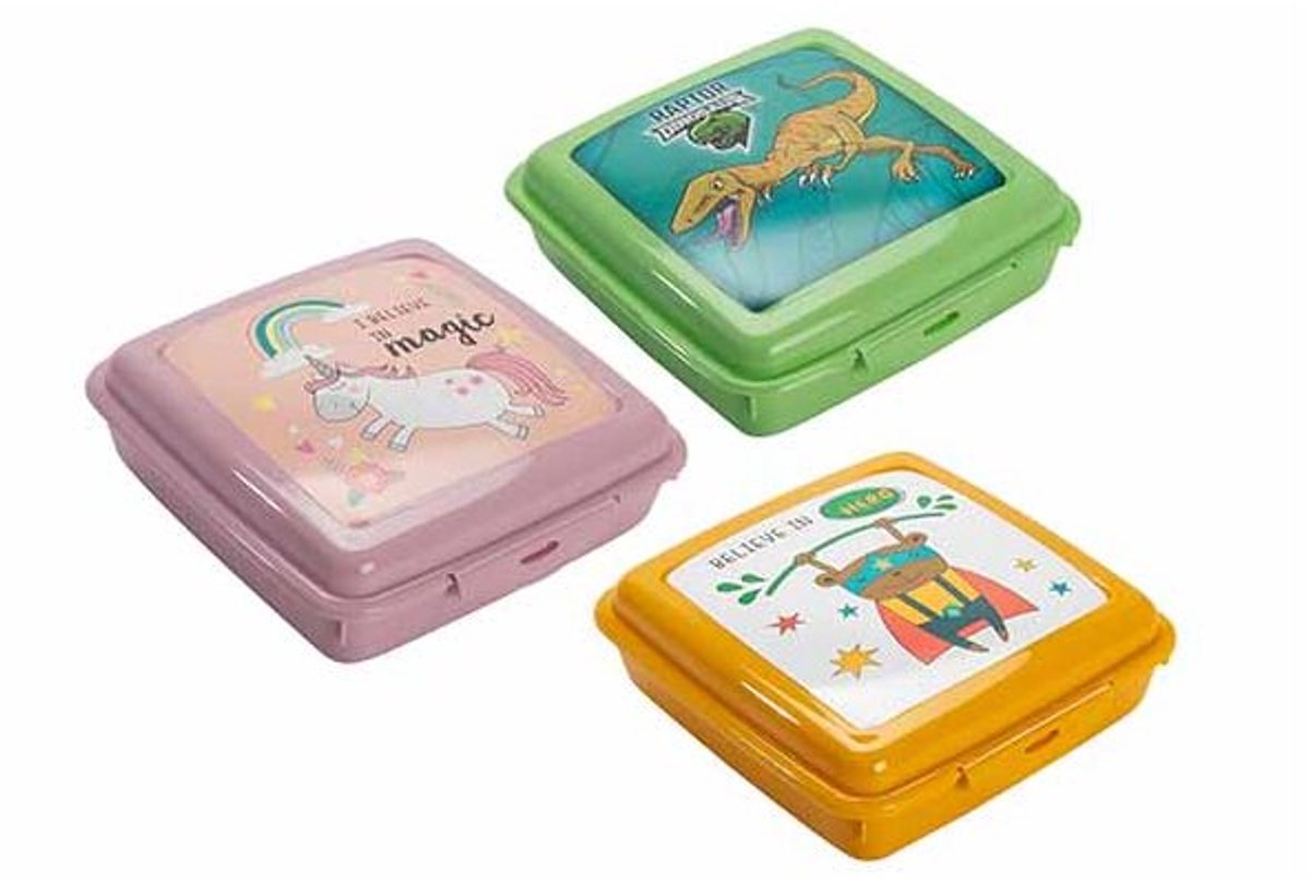 Sapporo Fantasy Animals Bewaardoos 15x15xh7,5cm - 3ass