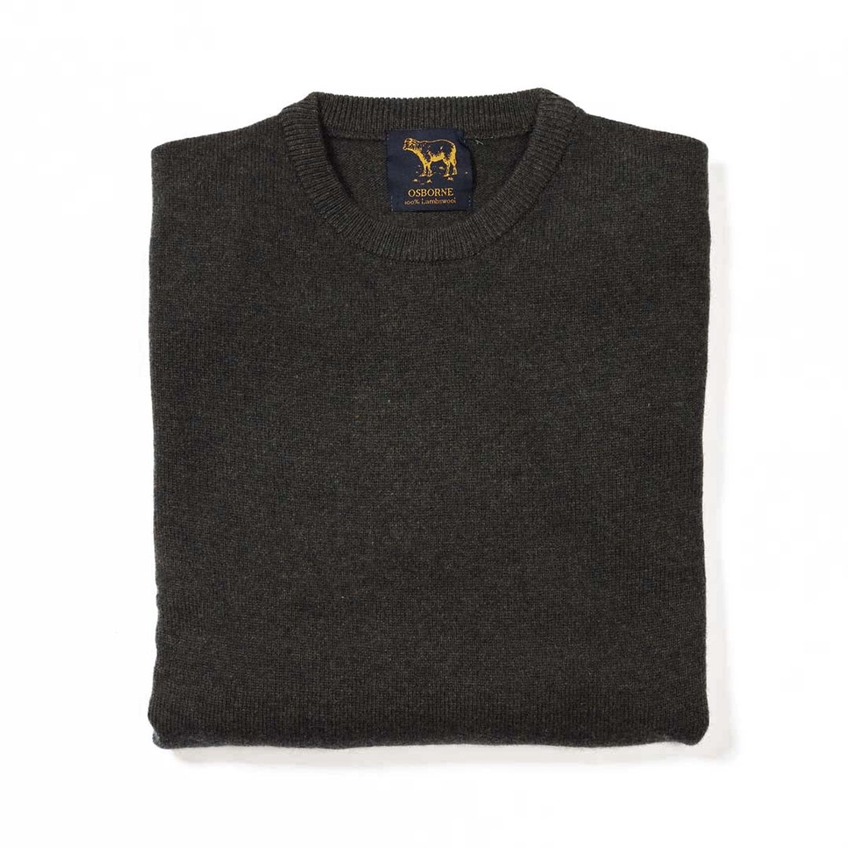 Osborne Knitwear Trui met ronde hals - Sweater heren in Lamswol - Pullover Heren - Seaweed - L