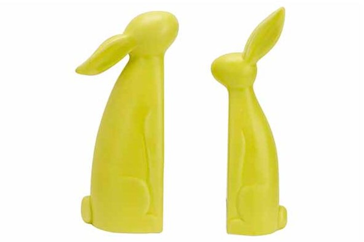 Konijn Set2 Bookend Funky Groen 14x5,5xh 18,3cm Langwerpig Porselein