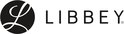 Libbey logo met zwarte cirkel en sierlijke L, naast de merknaam.