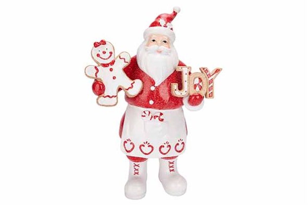 Kerstman Cookie Rood Wit 22x11xh33cm Pol Yresin