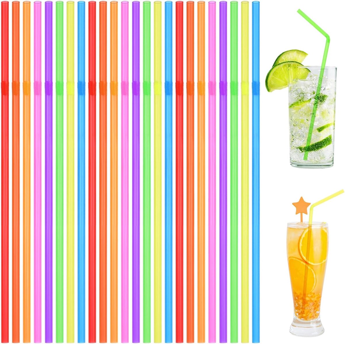 Plastic rietjes 16-pack - herbruikbare kleurrijke rietjes - eenhoorn krullend ontwerp - voor feestdecoratie - SnelShoppen