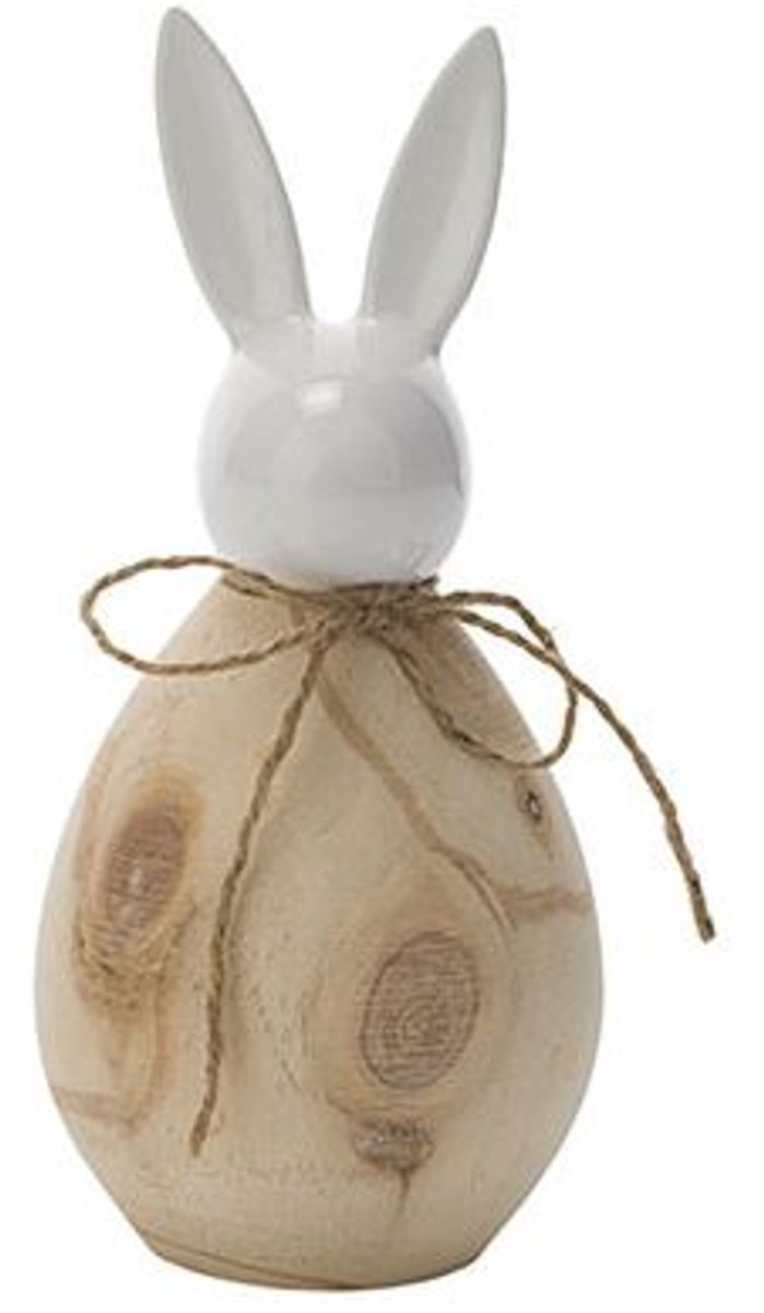 Konijn Wood Look Body Wit 9,2x9,2xh20cm Rond Dolomiet