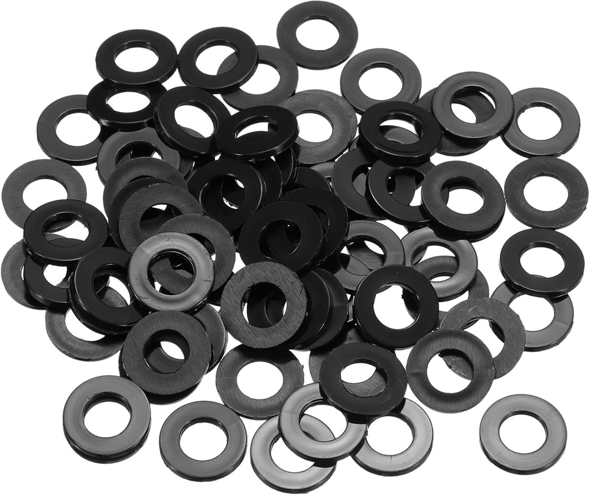 Platte schijven, platte schijven, 8 mm ID, 16 mm OD, 1,5 mm dik, kunststof afstandhouders voor schroeven, bouten, tuinkraan, sanitaire reparatie, zwart