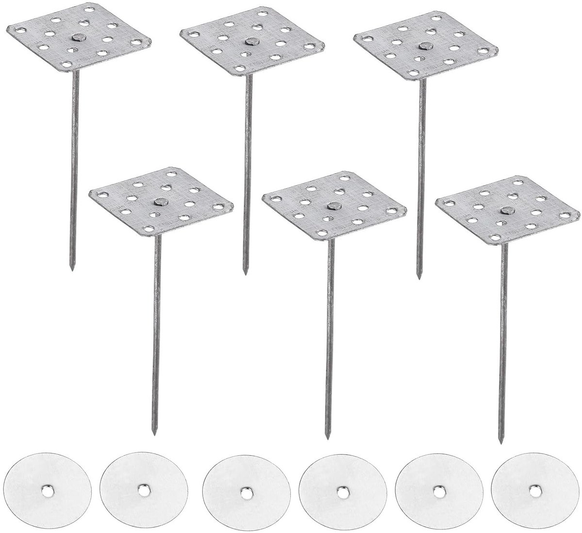 6,1 cm geperforeerde isolatiespelden met ronde sluitringen, 40 stuks aluminium isolerende spijkers muurplug voor het bevestigen van schuimplaten aan muur of plafond