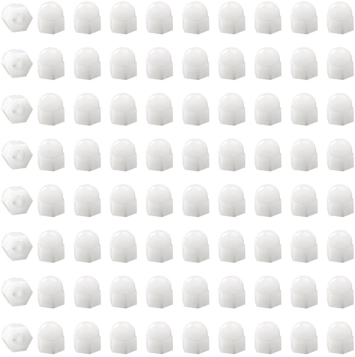 80 Stuks M4 Wit Nylon Dopmoeren, Dopmoeren Hoge Vorm, Koepeldopmoer, voor Bouten