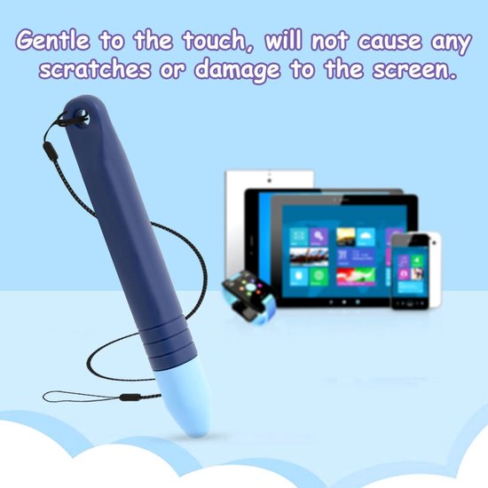 Styluspen voor Touchscreens, Capacitieve Styluspen met Ketting Kindertablet-Styluspen Kinderkrijt-Styluspen voor Touchscreen-Apparaten Smartphones Tablets (Blauw) — afbeelding 2