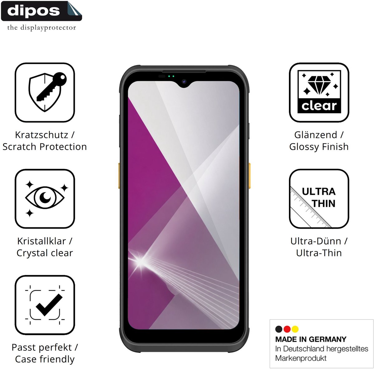 dipos – 4x Beschermfolie geschikt voor Conker SX65 | Krasbestendige & heldere Screenprotector Ultra-Thin
