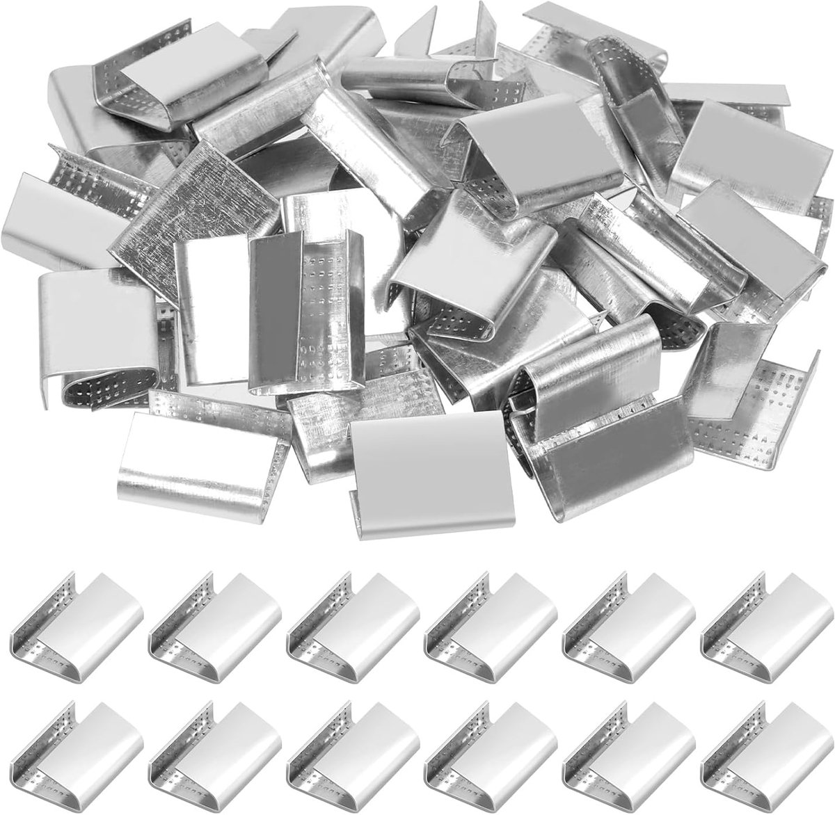 100 stuks open (snap-on) seals voor stalen strapping, metalen strapping clips banding strapping clips voor zware inpakken en pallet banding (3/4")