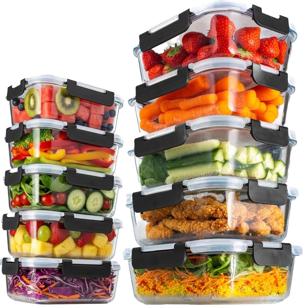 Glazen Vershoudbakjes - Groen - 20 x 16 x 6.7 cm - Lekvrij - Meal Prep