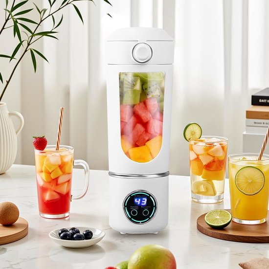 Draagbare mixer, smoothie maker, 700 ml, mini-mixer voor smoothies en shakes, mini-blender met 12 roestvrije messen, kleine sapcentrifuge, USB-oplaadbaar, persoonlijke blender voor keuken, reizen van Merkloos — afbeelding 2