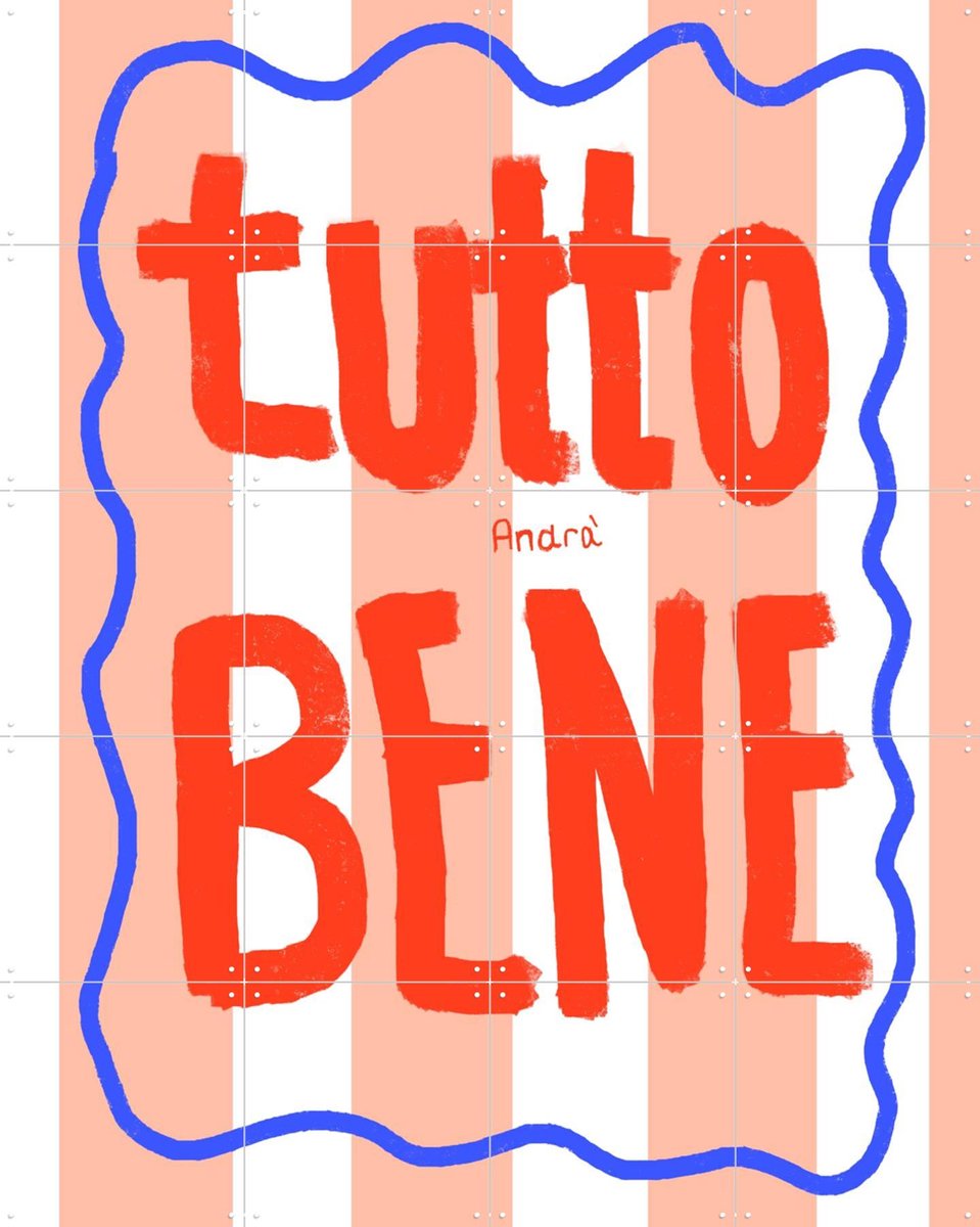 IXXI Tutto Bene, Hej.Ibiza - 80 x 100 cm - Gratis ophangtool - Grote wanddecoratie en posters - Typografie, Modern, Kleurrijk, Abstract, Trap, Keuken