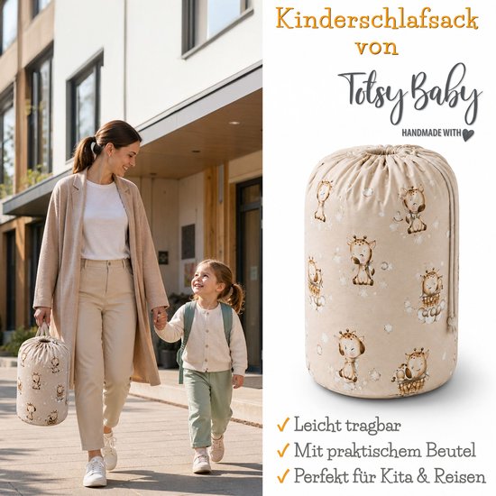 Slaapzak kinderen met kussen en ritssluiting voor baby 3-7 jaar - 75x140 cm kinderslaapzak binnen voor kinderdagverblijf kleuterschool dekenslaapzak Oeko-Tex 75 x 140 Giraffen — afbeelding 4